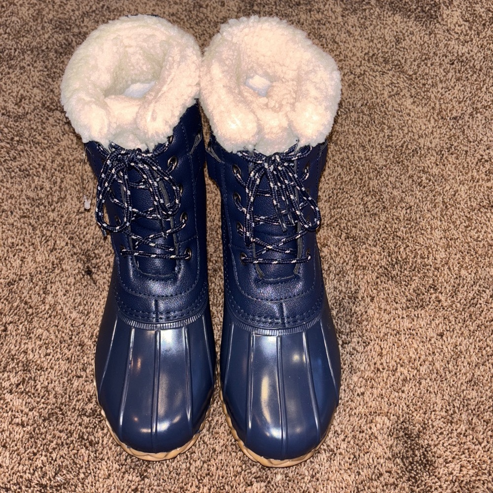 Nautica Lalam Blue Winter Snow Sherpa Waterproof Duck Boots SZ 9